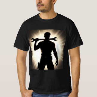 T-shirt Mécanicien Silhouette Clé à Main sur l'Épaule