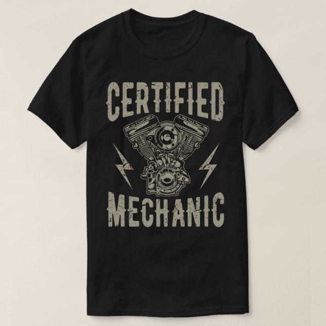 T-shirt Mécanique automobile certifié (Design devant)