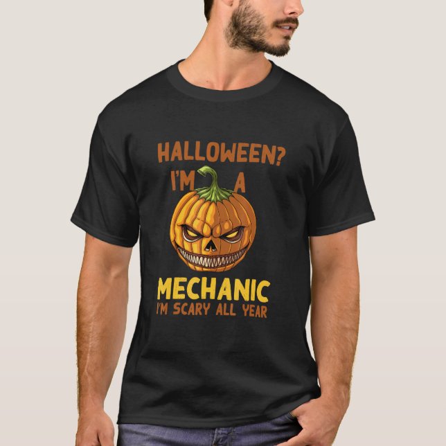 T-shirt Mécanique J'ai peur toute l'année Halloween Servic (Devant)