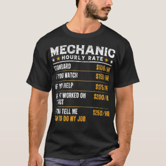 T-shirt Mécanique Taux Horaire Drôle Travailleur Mécanique