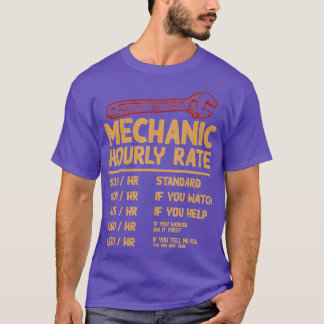 T-shirt Mécanique Taux Horaire Funny Car Motorcycle Travai