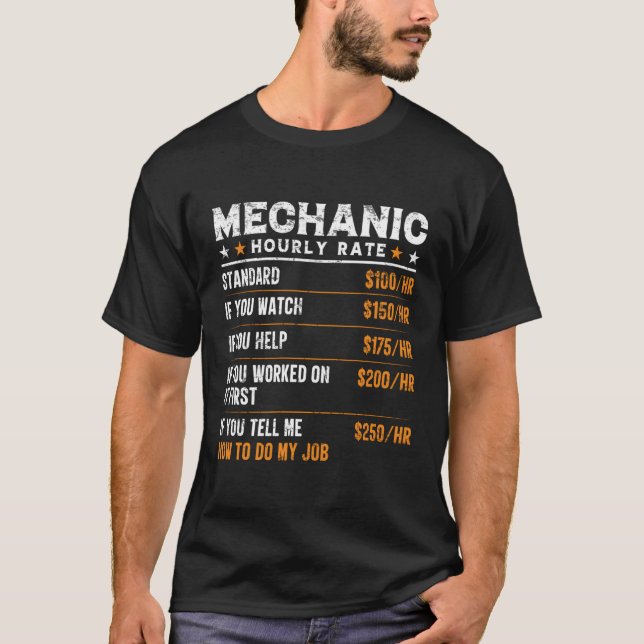 T-shirt Mécanique Travailleur mécanicien à taux horaire (Devant)
