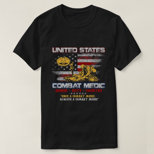 T-shirt Médaille de combat de l'armée américaine Vétéran V (Design devant)