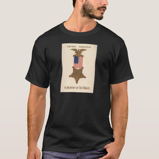 T-shirt Médaille de la guerre civile de l'Union du drapeau (Devant)