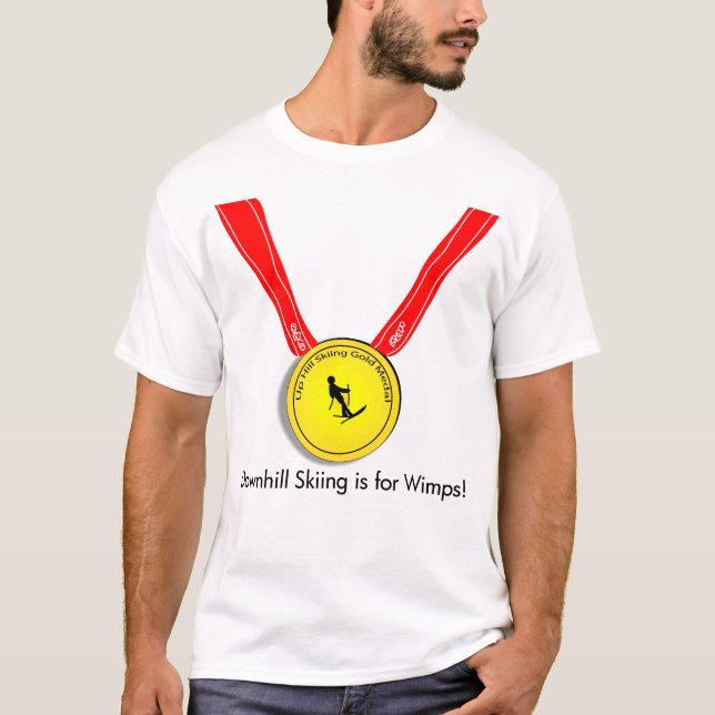 T-shirt Médaille d'or ascendante de ski olympique (Devant)