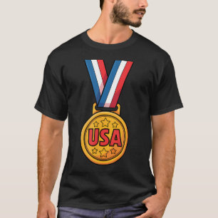 T-shirt Médaille Usa - Usa Sports Hiver Et Été - Usa