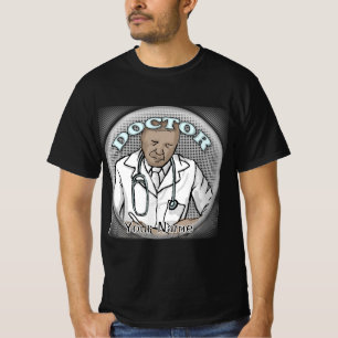 T-shirt Médecin homme noir rétro