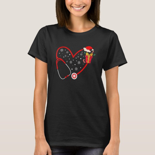 T-shirt Médecin Infirmière Cœur Amour Stéthoscope Noël Mig (Devant)