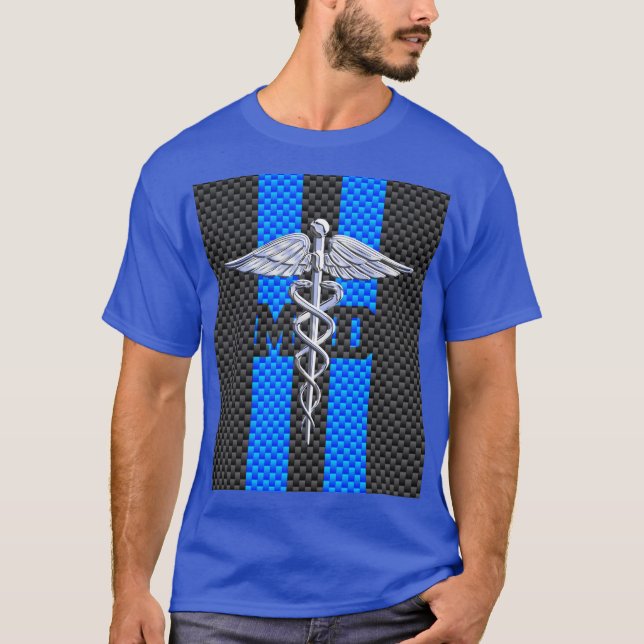 T-shirt Médecin Médicale MD Caduceus Fibres de carbone ray (Devant)