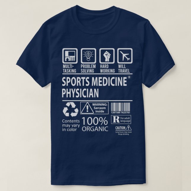 T-shirt Médecin sportif Médecin multitâche Offre d'emploi (Design devant)