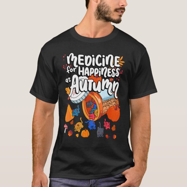 T-shirt Médecine Du Bonheur À L'Automne Chat Gummies Mater (Devant)