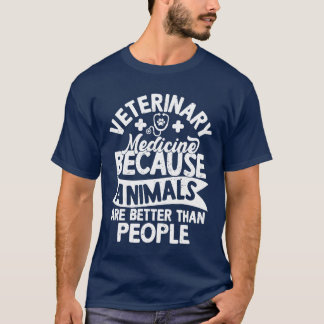 T-shirt Médecine vétérinaire parce que les animaux sont mi