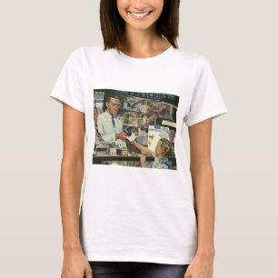 T-shirt Médecine vintage, pharmacien et fille à la pharmac