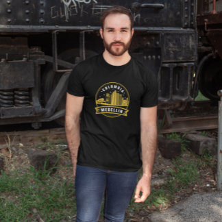 T-shirt Medellin Colombie Cityscape Gold