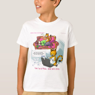T-shirt Médias Sociaux Félin Drôle