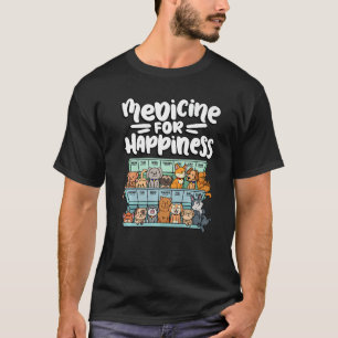 T-shirt médicament pour le bonheur boîte de pilule animaux