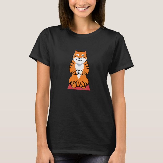 T-shirt Meditating statue tiger relaxation mindfulness yog (Devant)
