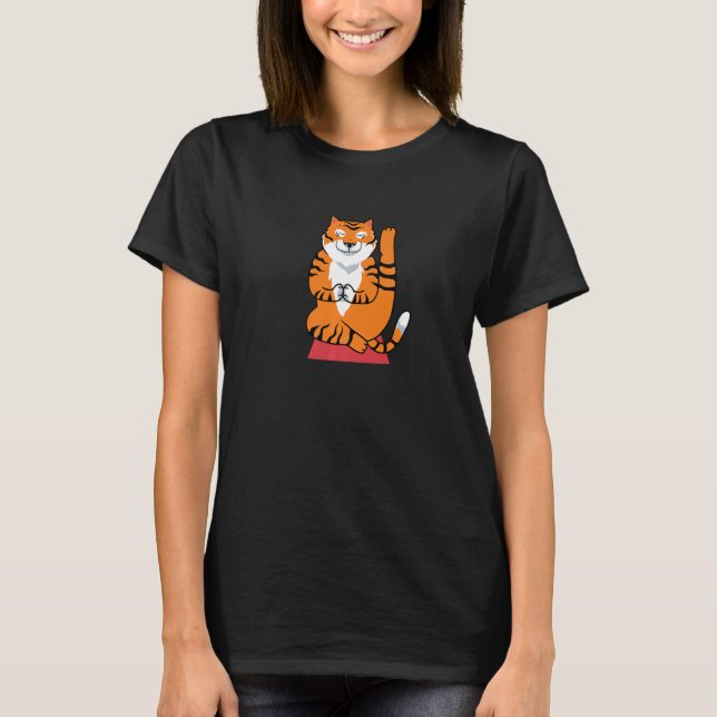 T-shirt Meditating statue tiger relaxation mindfulness yog (Devant)