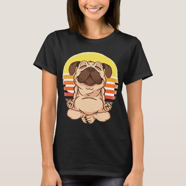 T-shirt Méditation de chien de Carlin Yoga (Devant)