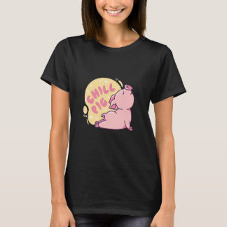 T-shirt Méditation de cochon de yoga Chill
