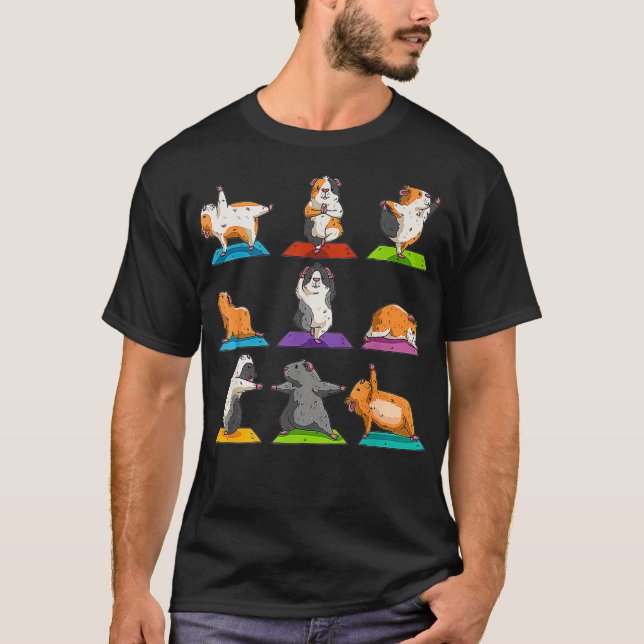 T-shirt Méditation de porc de Guinée Fitness zen Yoga Guin (Devant)