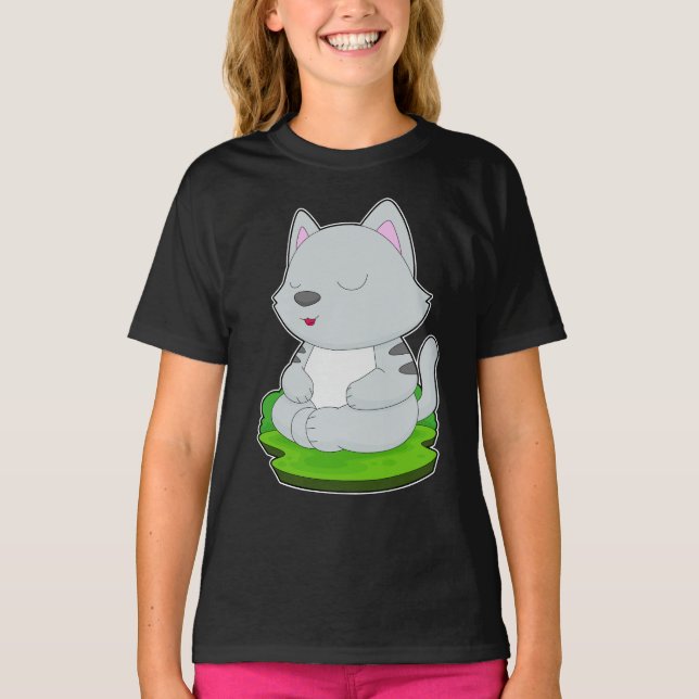 T-shirt Méditation du yoga de chat (Devant)