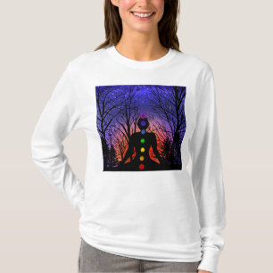 T-shirt Méditation et arbres sur une nuit étoilée coucher