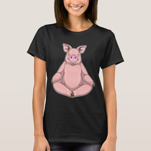 T-shirt Méditation Fitness Yoga de porc (Devant)