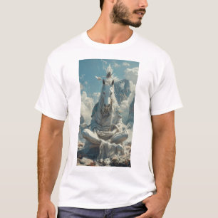 T-shirt Méditation pacifique Anthropomorphique Cheval Blan