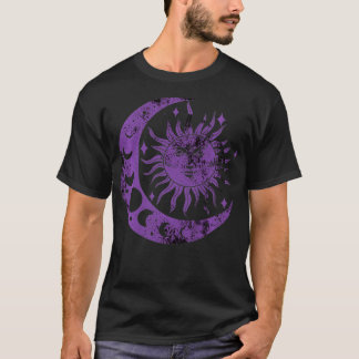 T-shirt Méditation Yin Yang Sun Moon déprimé violet