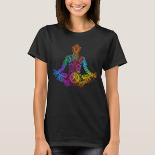 T-shirt Méditation Yoga Chakra Couleur arc-en-ciel Lotus P