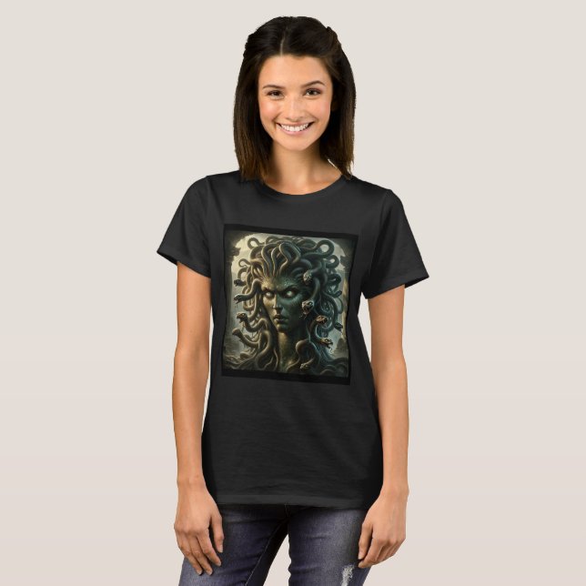 T-shirt Medusa Stare de la mort Tête des serpents (Devant entier)