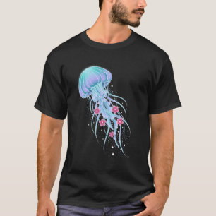 T-shirt Méduse de rêve avec accents floraux Créature pour