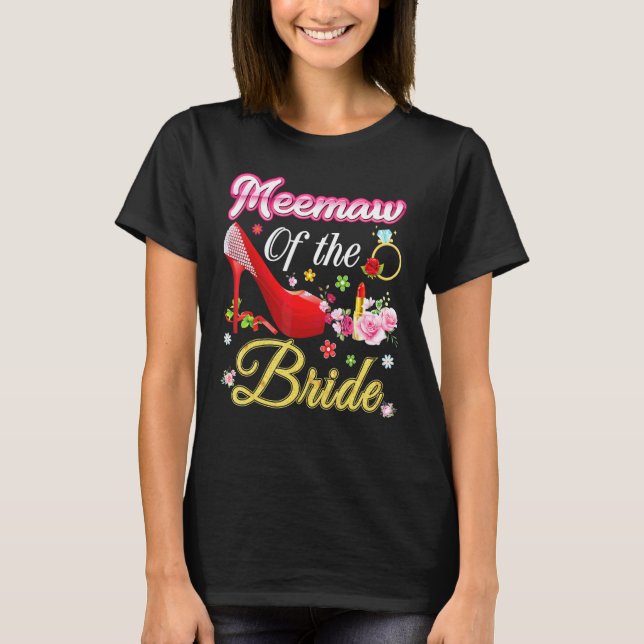 T-shirt Meemaw De La Mariée Joyeuse Mariage Flower Rose Ch (Devant)