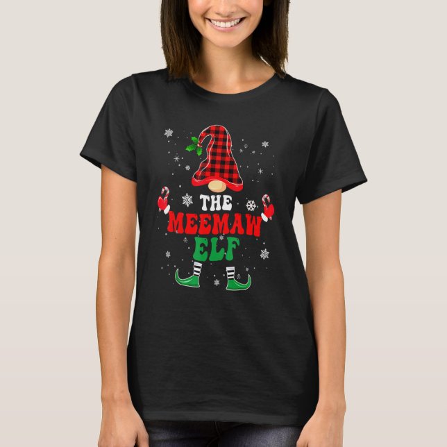 T-shirt Meemaw Elf Family Matching Christmas Pajama  Red P (Devant)