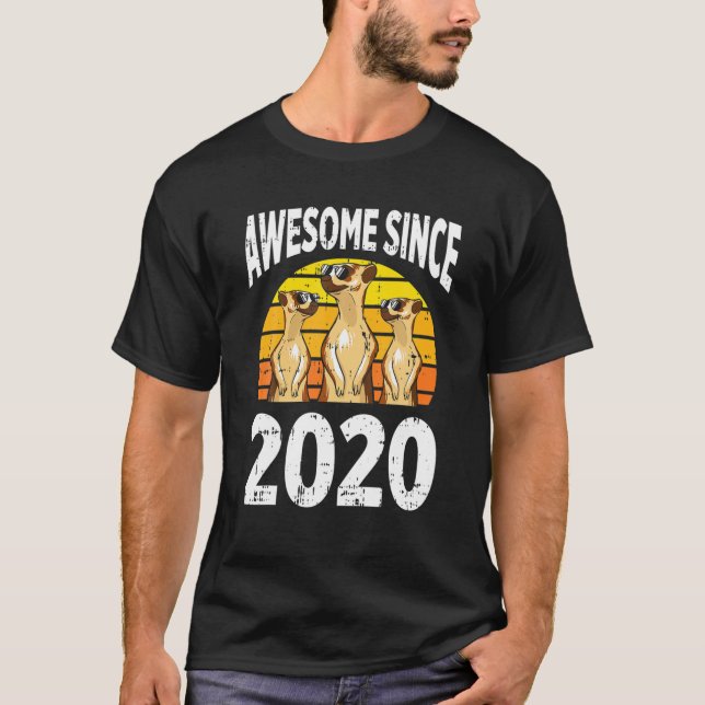 T-shirt Meerkat Awesome Depuis 2020 2E Anniversaire 2 Ans  (Devant)