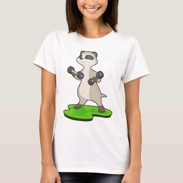 T-shirt Meerkat Bodybuilder Dumbbells Bodybuilding (Devant)