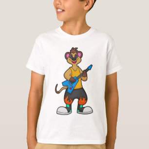 T-shirt Meerkat comme musicien avec guitare