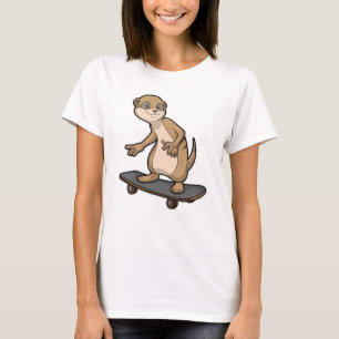 T-shirt Meerkat comme Patineur avec Skateboard