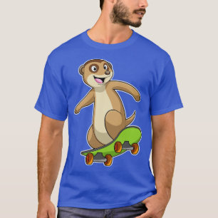 T-shirt Meerkat comme Patineur avec Skateboard