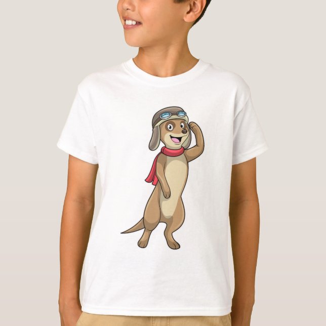 T-shirt Meerkat comme pilote avec casquette pilote (Devant)