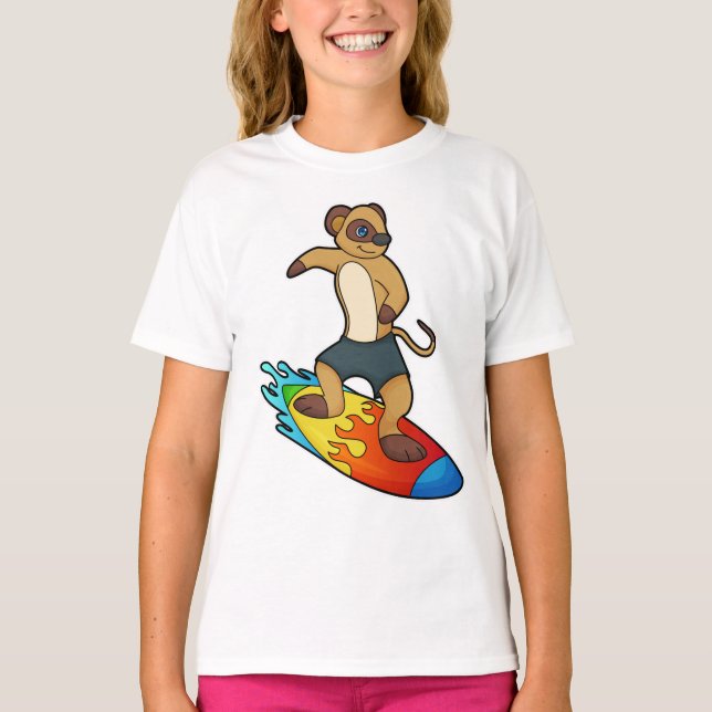 T-shirt Meerkat comme surfeur avec Surfer (Devant)