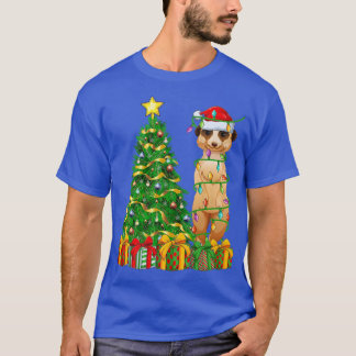 T-shirt Meerkat Éclairage Xmas Arbre Correspondance Meerka