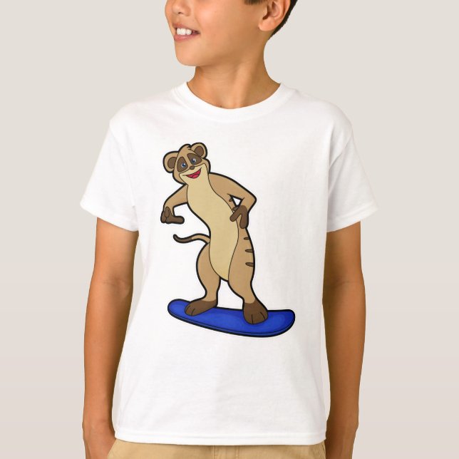 T-shirt Meerkat en Snowboard avec Snowboard (Devant)