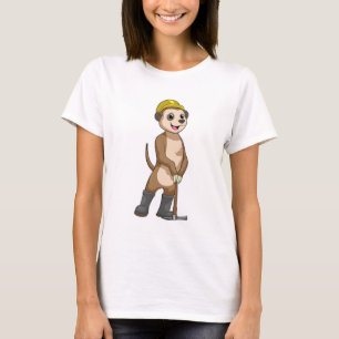 T-shirt Meerkat en tant que mineur avec Pickaxe
