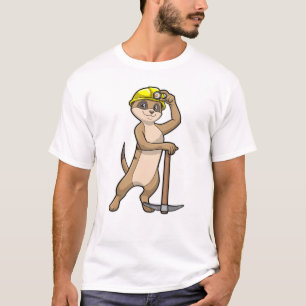 T-shirt Meerkat en tant que mineur avec Pickaxe