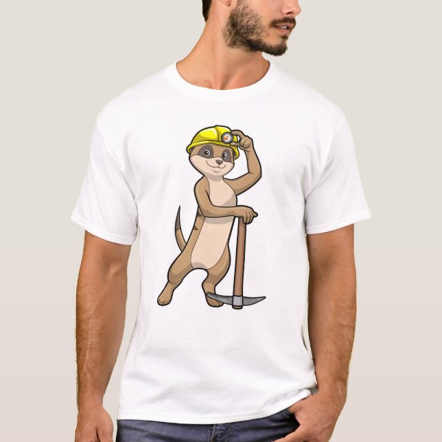 T-shirt Meerkat en tant que mineur avec Pickaxe (Devant)
