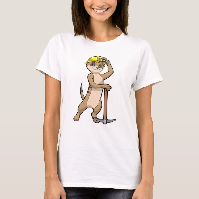 T-shirt Meerkat en tant que mineur avec Pickaxe (Devant)