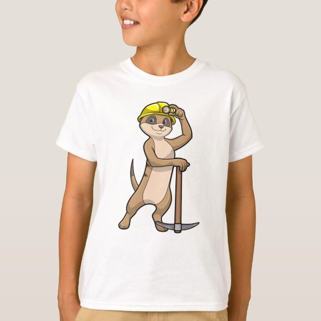 T-shirt Meerkat en tant que mineur avec Pickaxe (Devant)