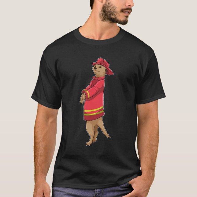 T-shirt Meerkat en tant que pompier avec casque (Devant)